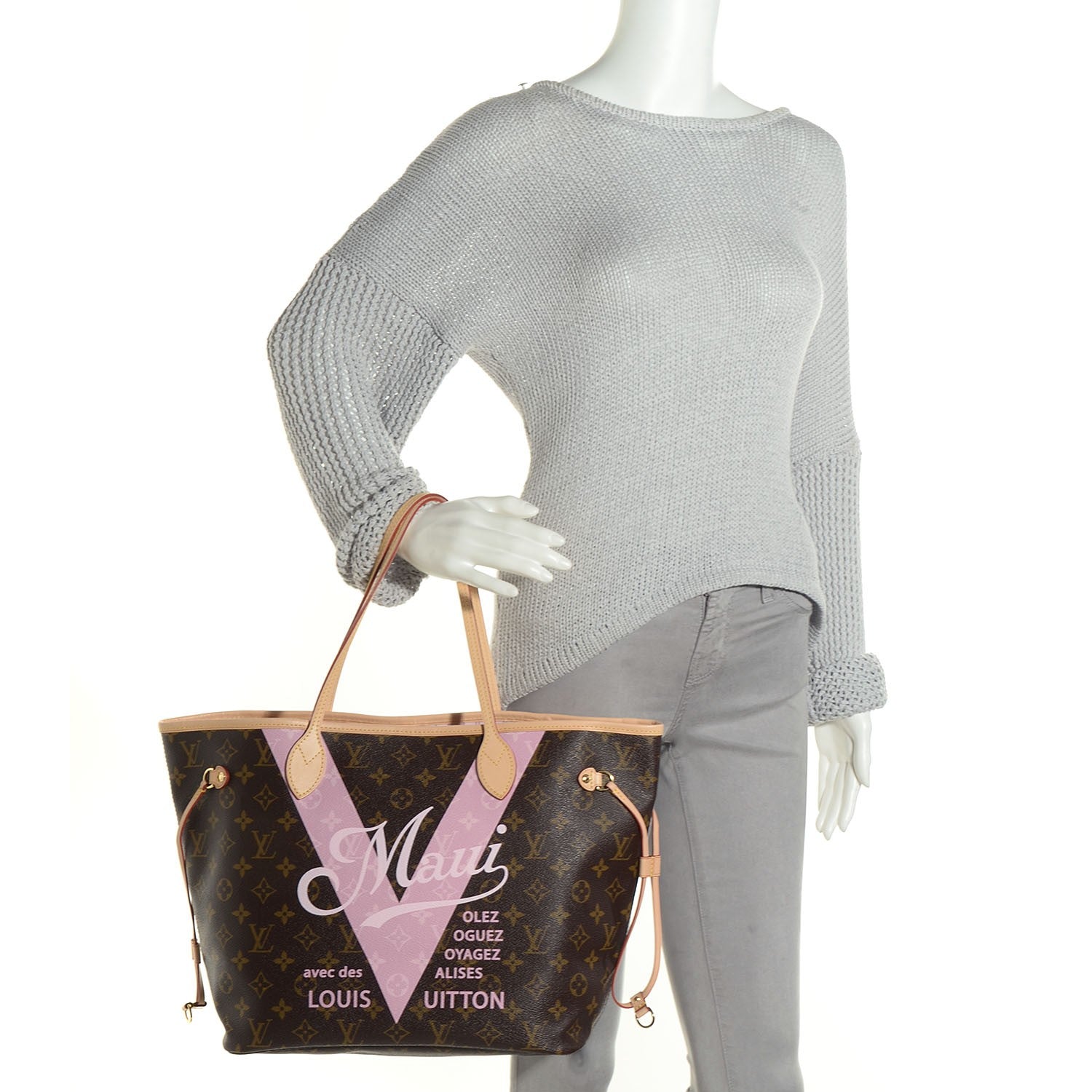 Louis Vuitton Monogram Maui V Neverfull MM Rose Ballerine 5 of 11