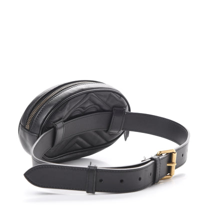 Gucci Calfskin Matelasse GG Marmont Belt Bag 85 34 Black 2 of 13