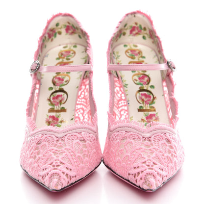 Gucci Lace Pizzo Venice Pumps 38.5 Sugar Pink 2 of 8