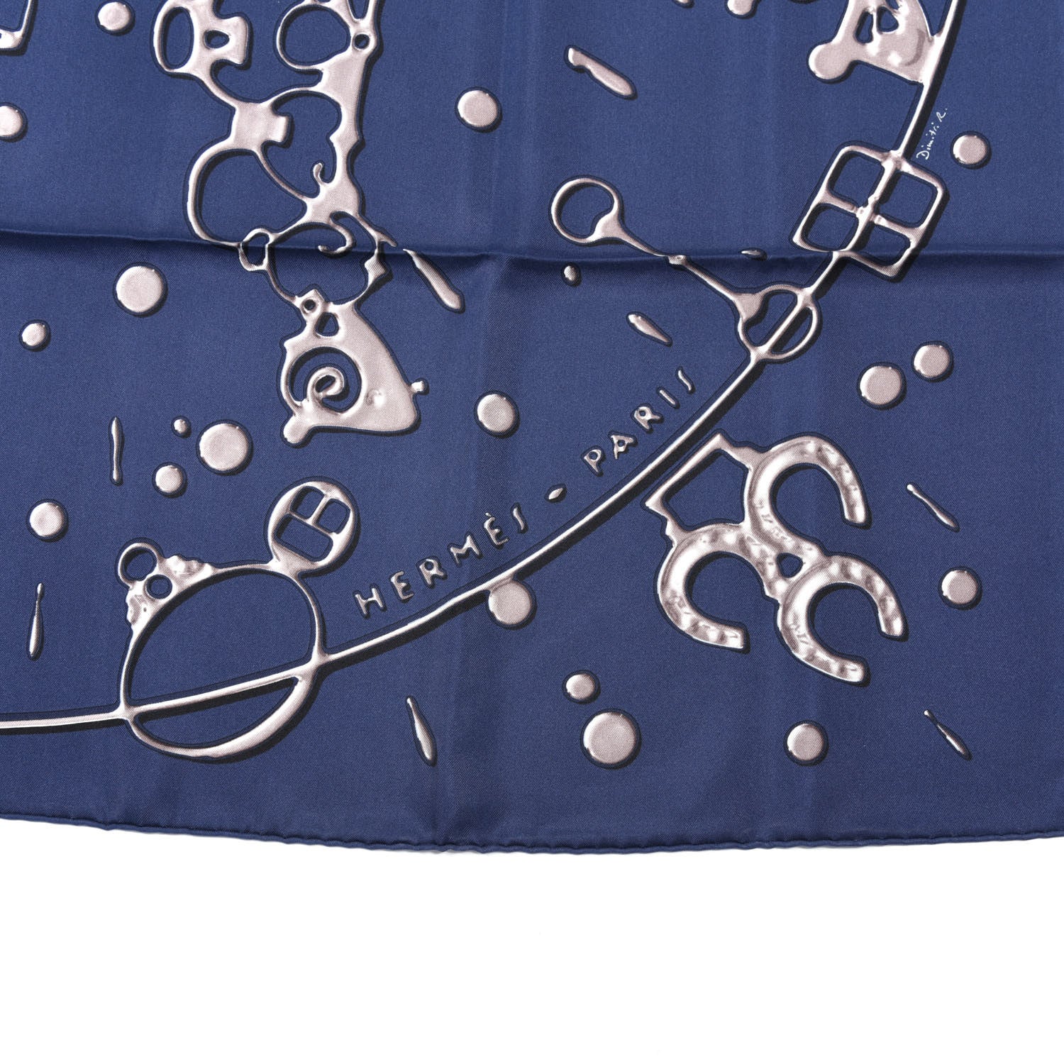 Hermes Silk Cheval Fusion Scarf 90 Marine Gris Argent 2 of 5