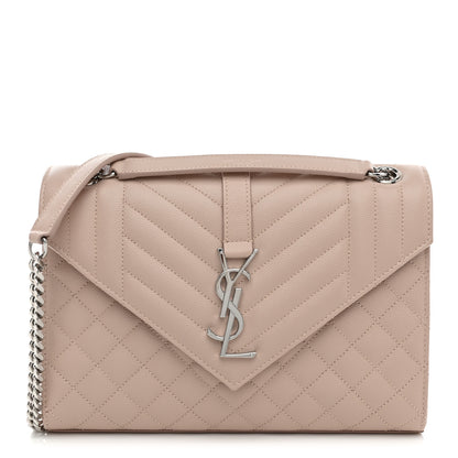 Saint Laurent Grain De Poudre Textured Mixed Matelasse Medium Triquilt Monogram Satchel Marble Pink 1 of 11