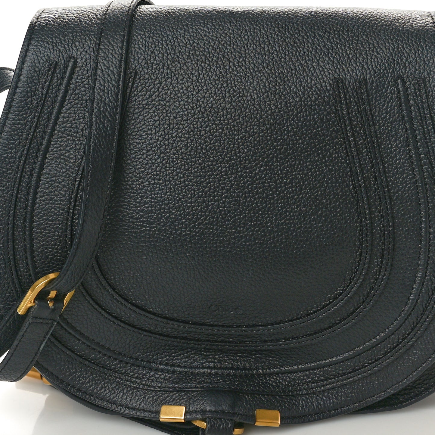 Calfskin Medium Marcie Round Crossbody Bag Black