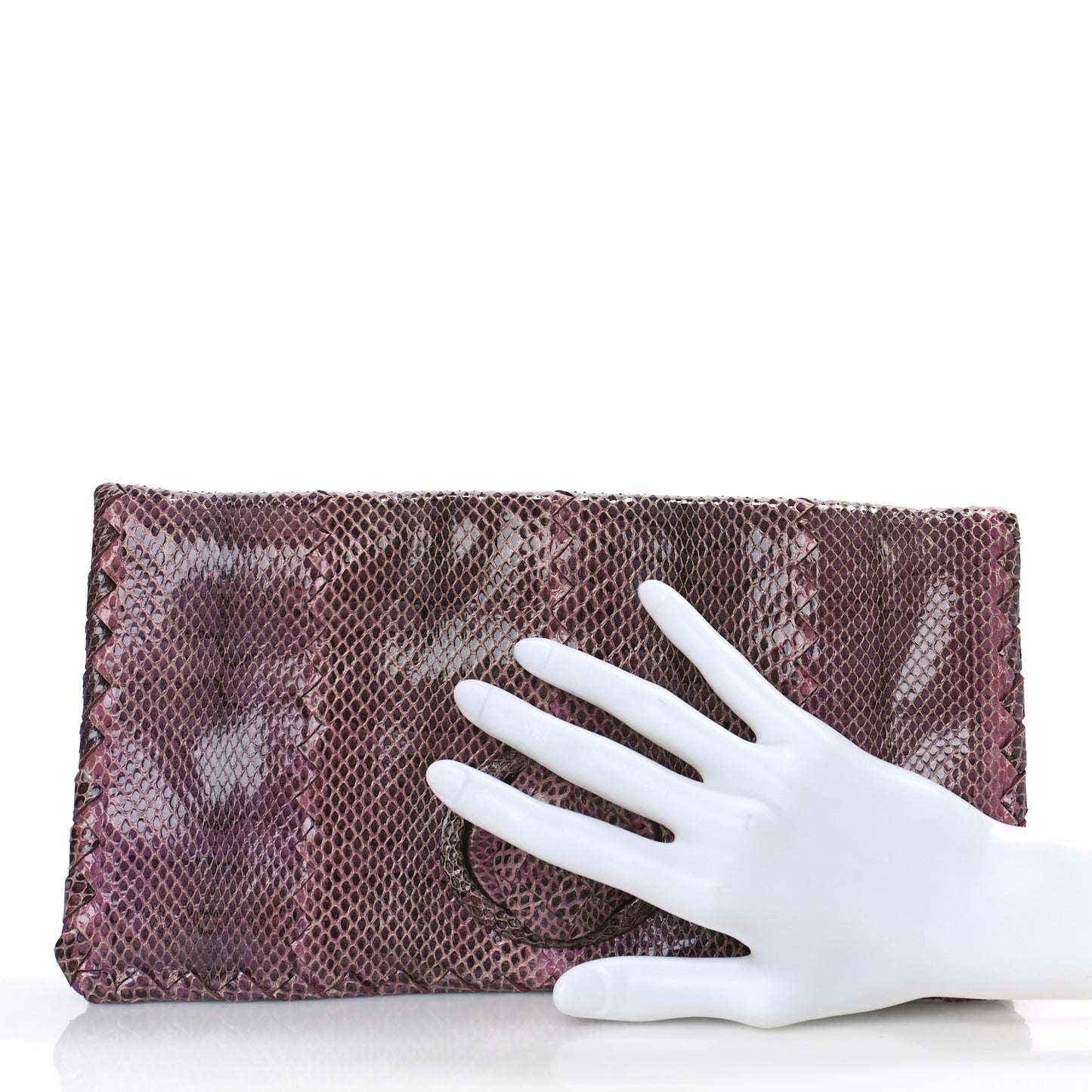 Snakeskin Turnlock Clutch Purple