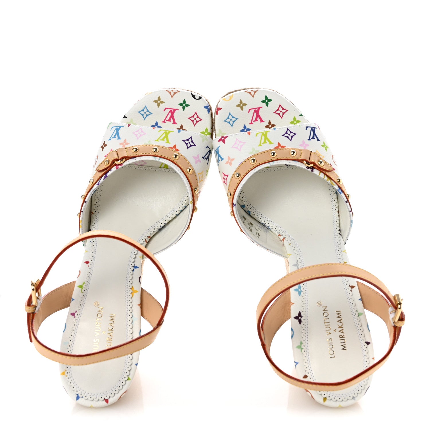 Louis Vuitton LV X TM Monogram Multicolor Helios Wedge Sandals 40 White 2 of 10