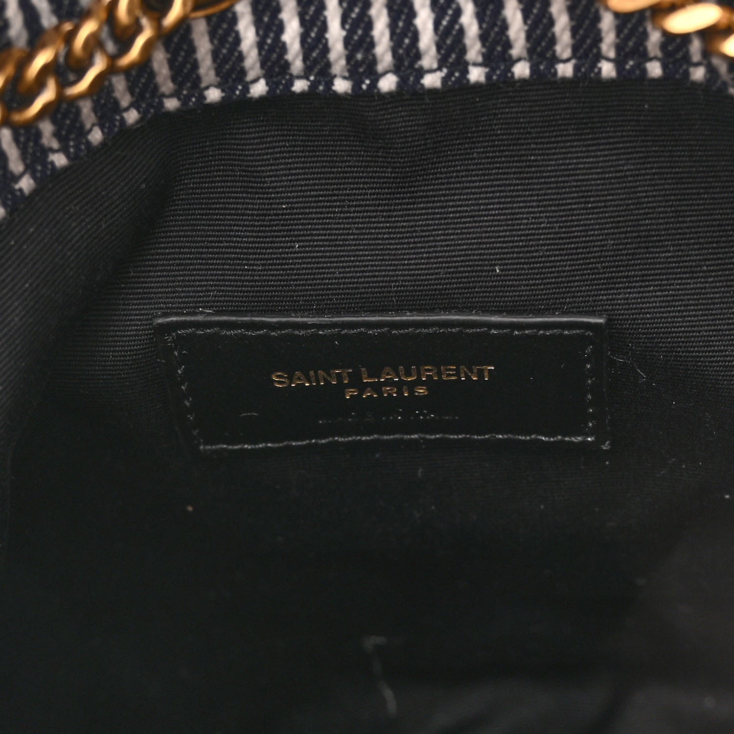 Saint Laurent Canvas Striped Nano Joe Bucket Bag Deep Marine Cream 6 of 10