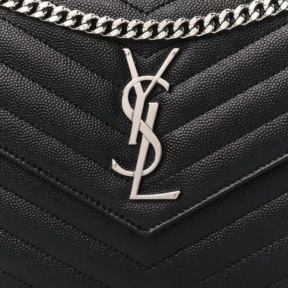 Saint Laurent Grain De Poudre Matelasse Chevron Monogram Chain Wallet Black 7 of 10