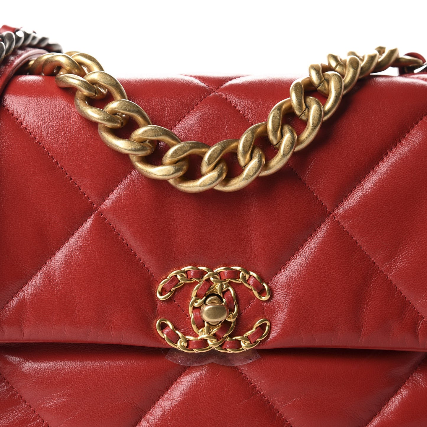 Goatskin Quilted Large 19 Flap Red
