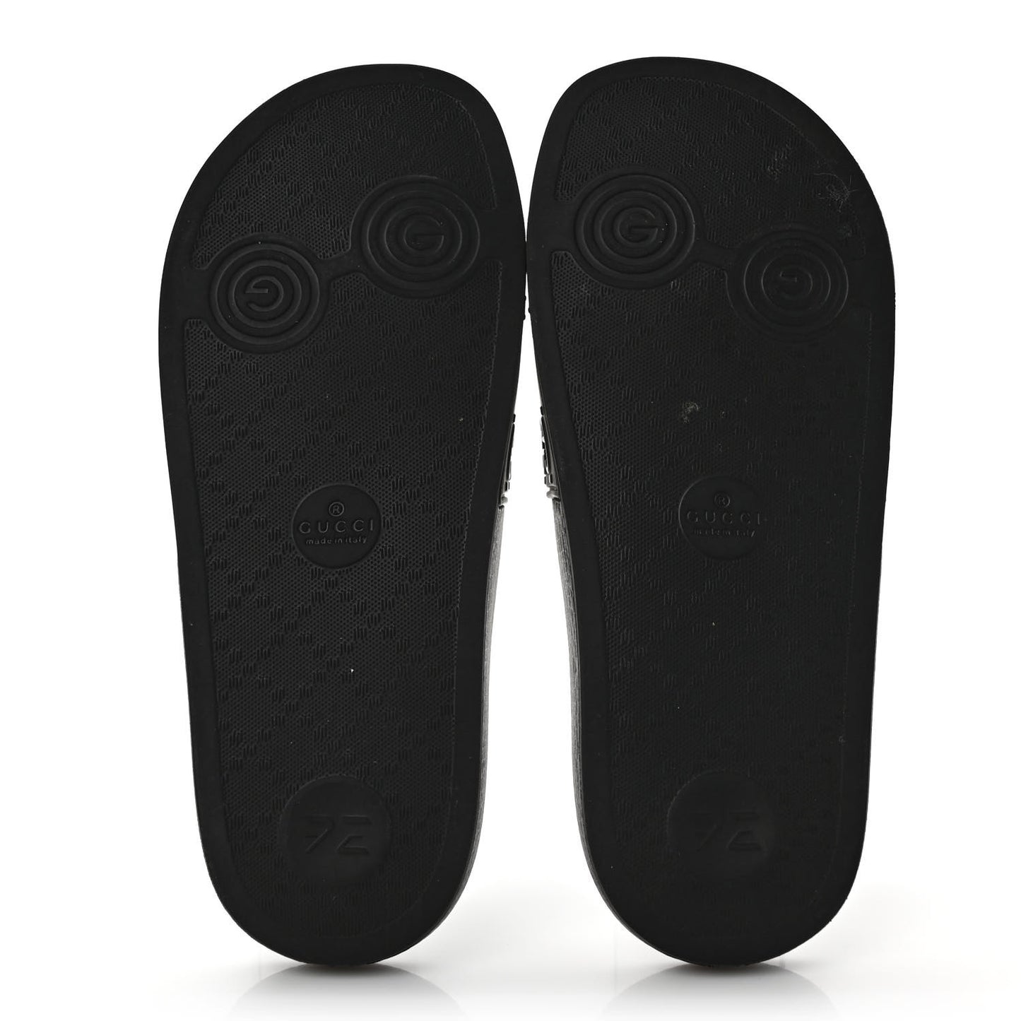 Rubber GG Monogram Perforated Womens Slide Sandals 38 Black
