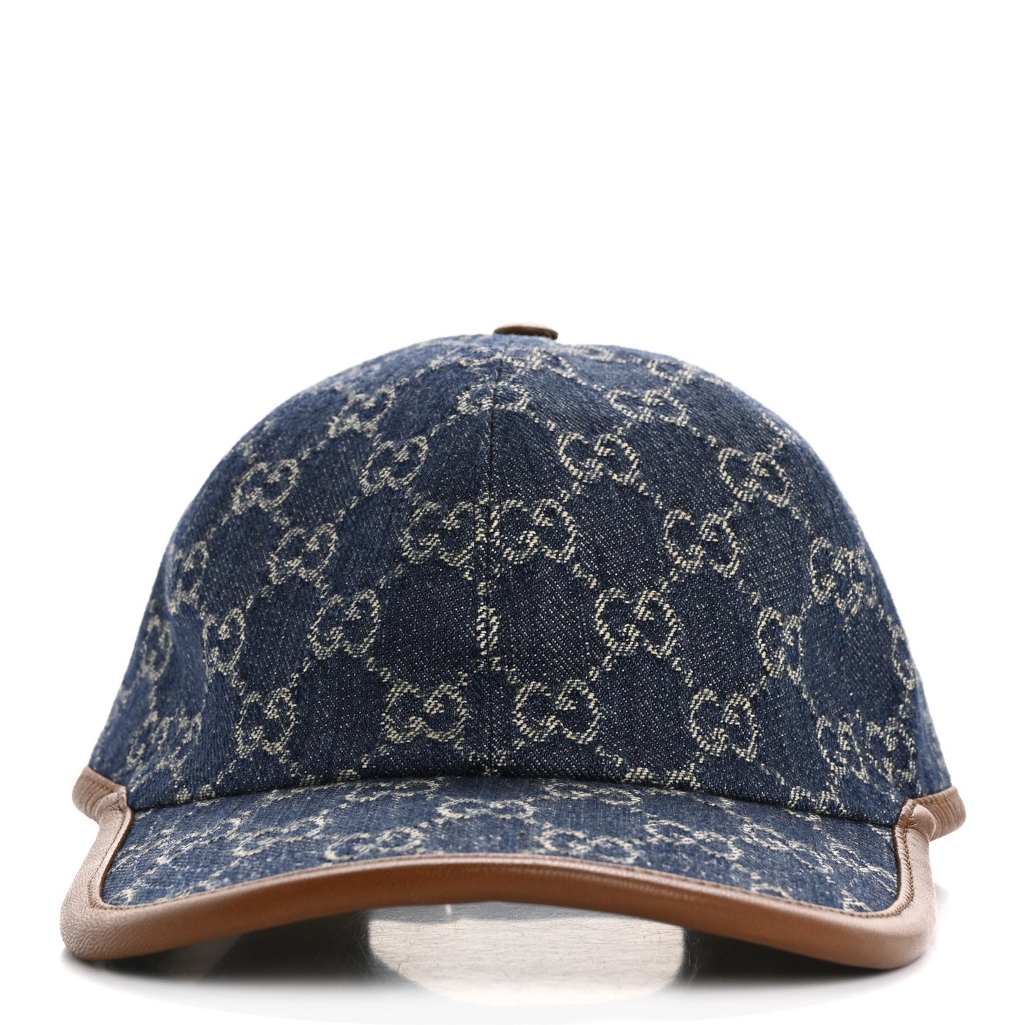Washed Jacquard Denim Nappa GG Monogram Oscar Baseball Hat S Denim Cuir