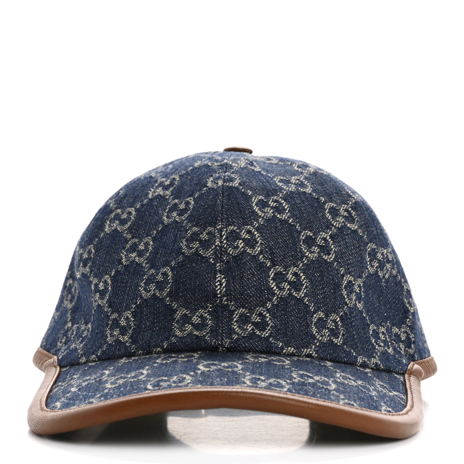 Gucci Washed Jacquard Denim Nappa GG Monogram Oscar Baseball Hat S Denim Cuir 3 of 10