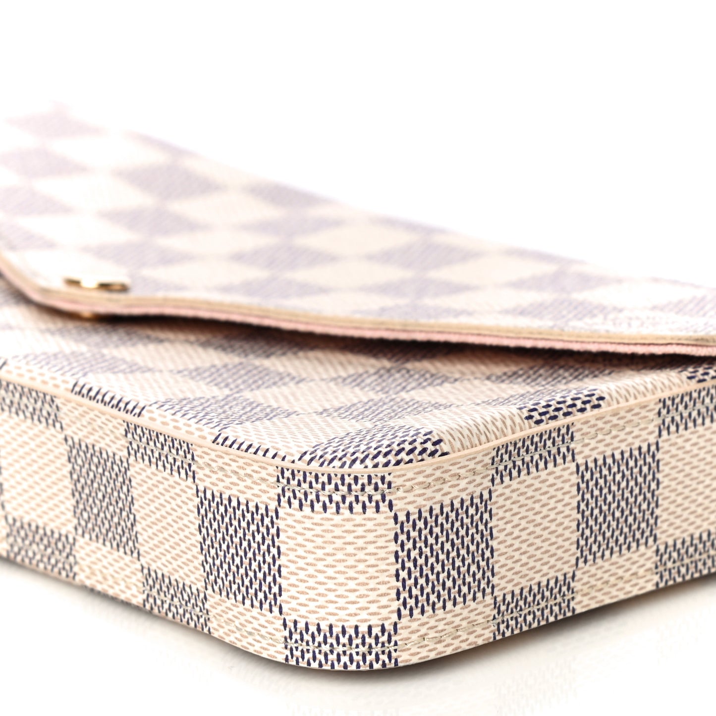 Damier Azur Pochette Felicie Chain Wallet Rose Ballerine