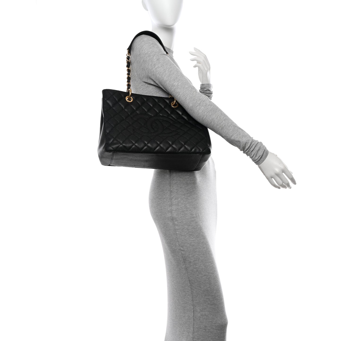 Caviar Quilted Grand Shopping Tote GST Black
