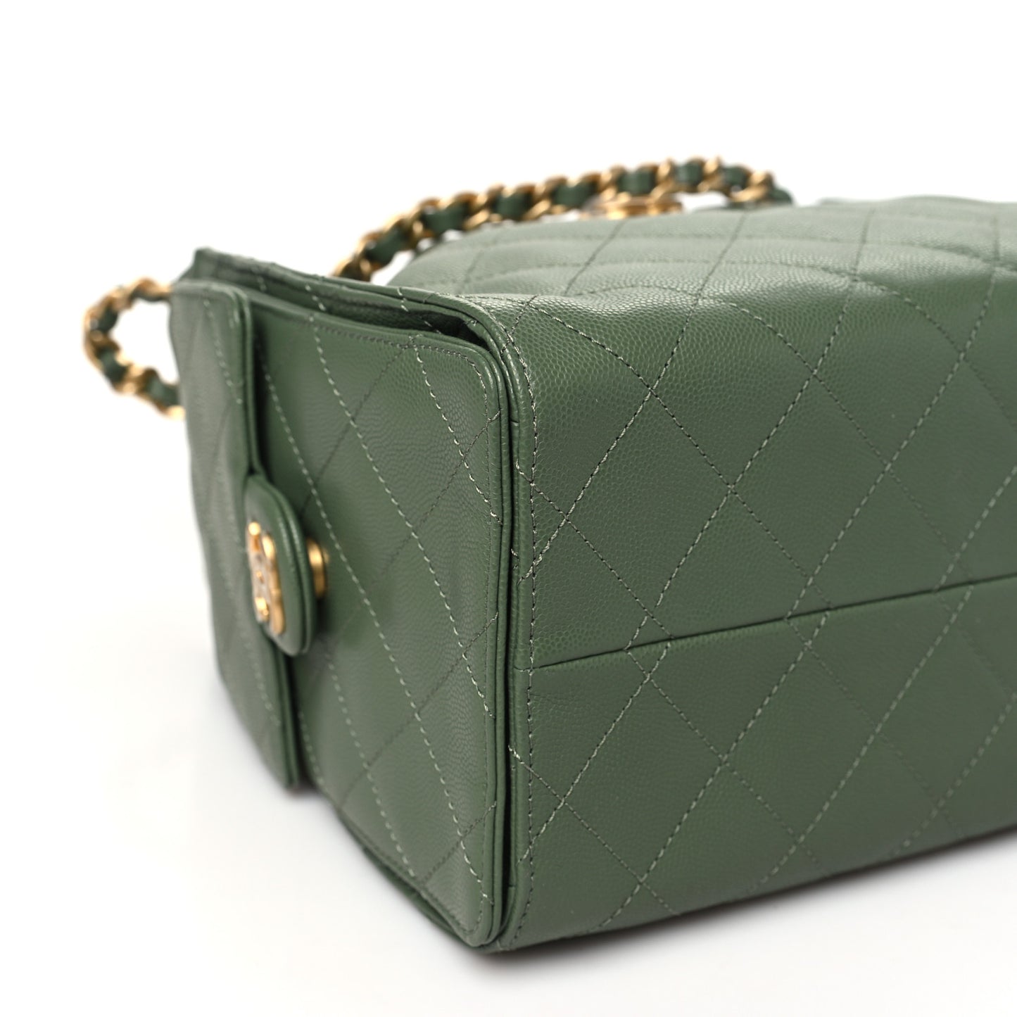 Caviar Quilted Small Chanel 25 Handbag Khaki