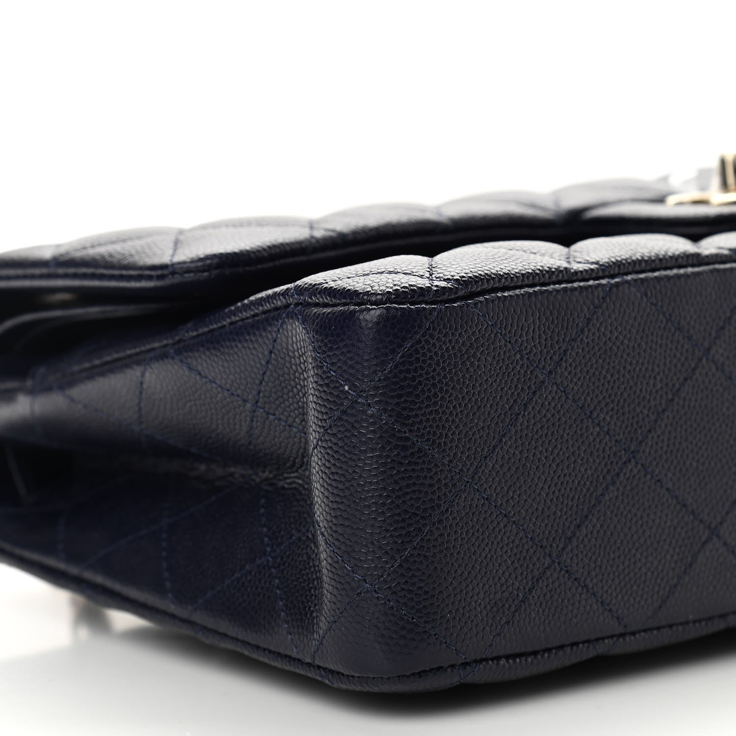 Chanel Caviar Quilted Medium Double Flap Dark Blue 8 of 10