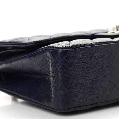 Chanel Caviar Quilted Medium Double Flap Dark Blue 8 of 10
