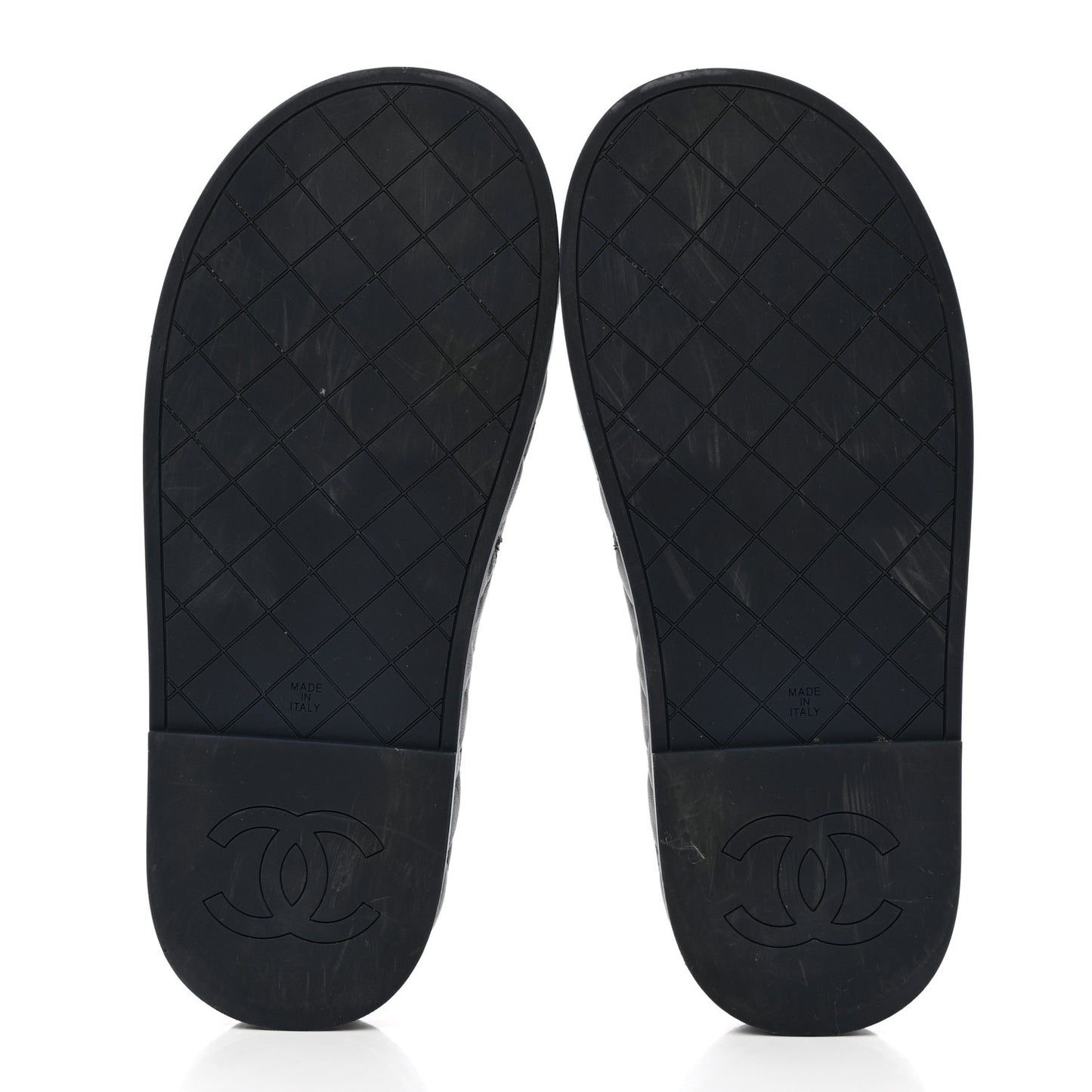 Lambskin Quilted CC Mules Sandals 39 Navy Blue