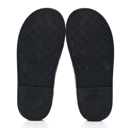 Chanel Lambskin Quilted CC Mules Sandals 39 Navy Blue 5 of 10