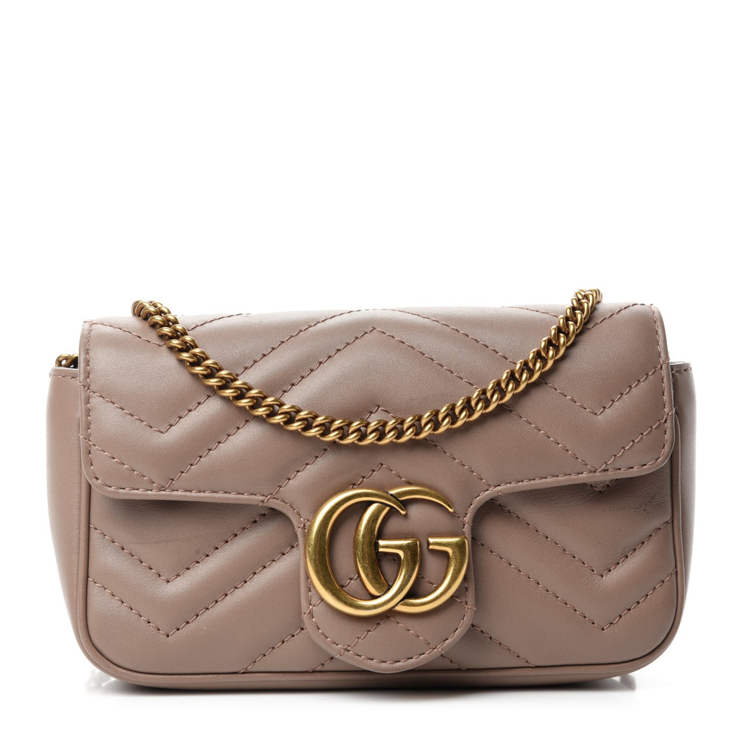 Calfskin Matelasse Super Mini GG Marmont Shoulder Bag Porcelain Rose