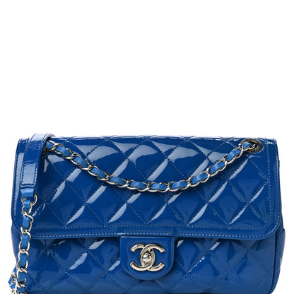 Chanel Patent Quilted Large Coco Shine Flap Blue 7 of 9