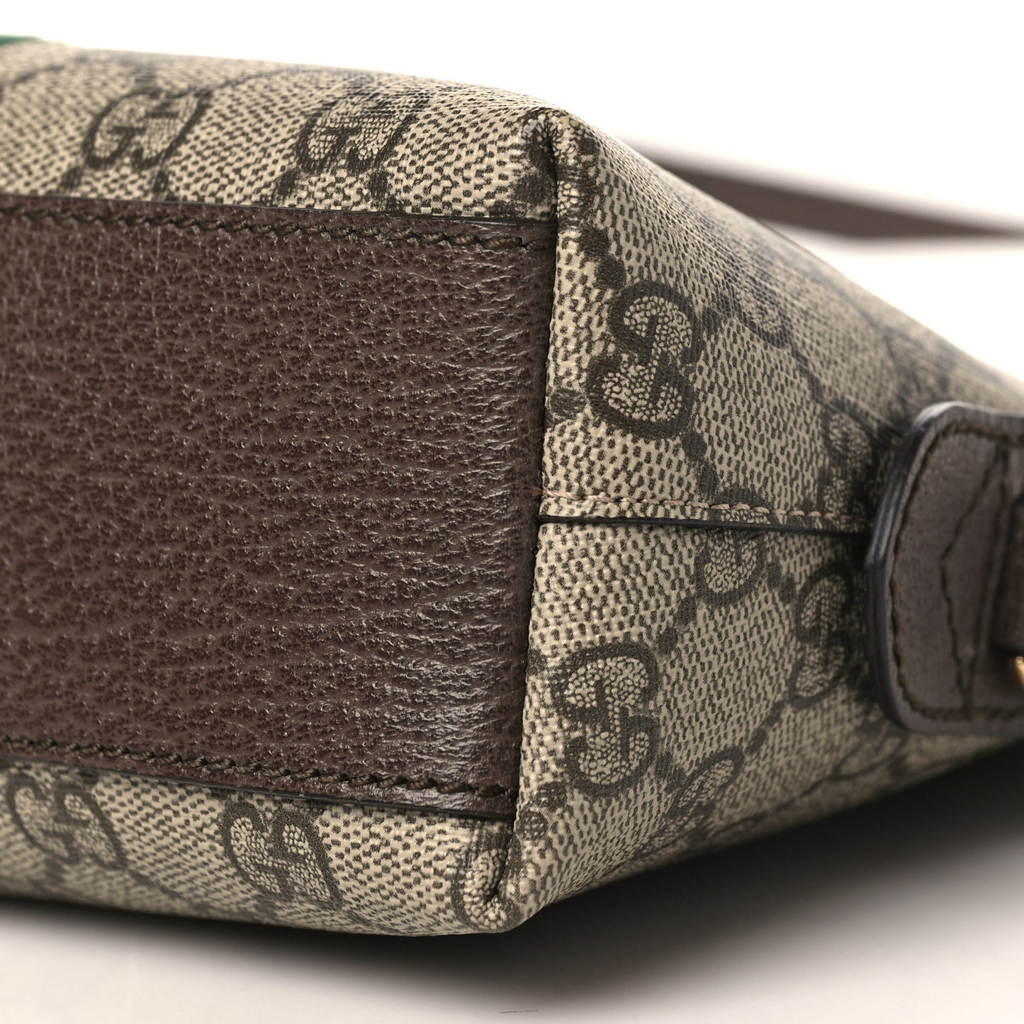 GG Supreme Monogram Textured Dollar Calfskin Web Small Ophidia Dome Shoulder Bag Beige Ebony New Acero