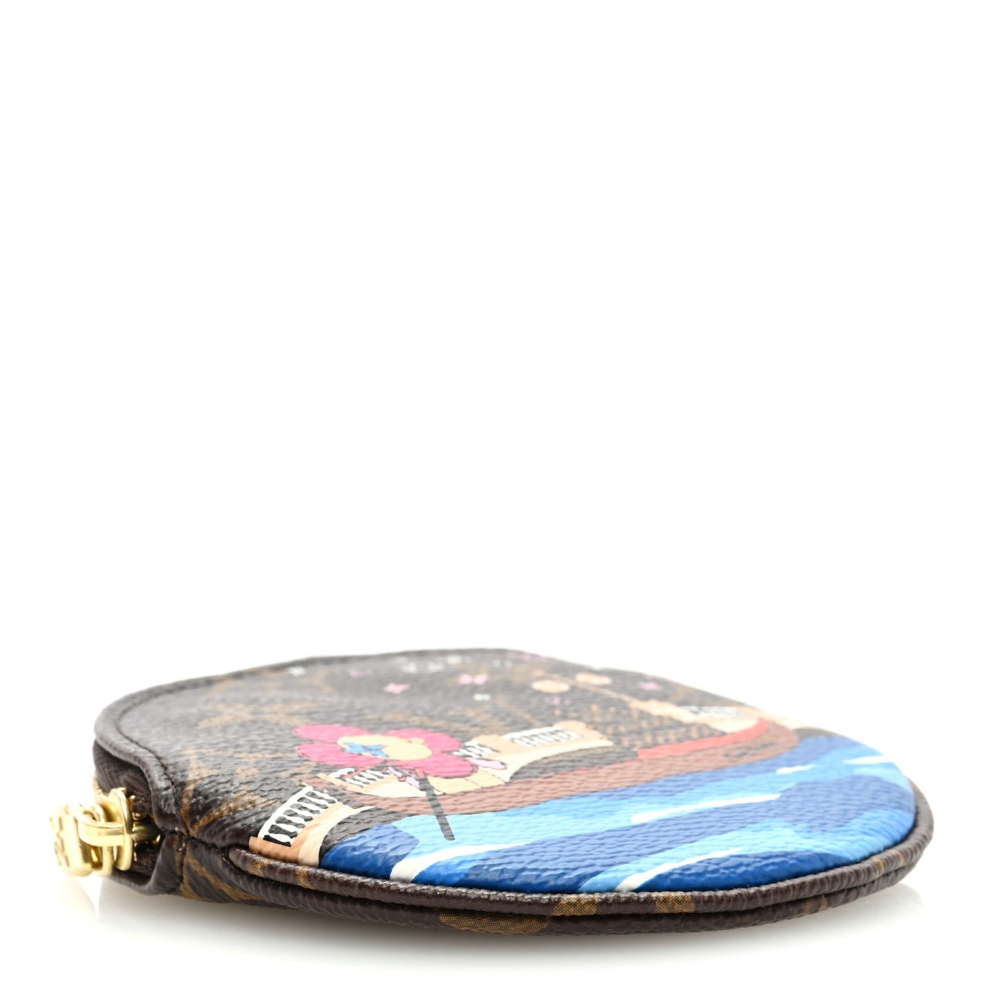 Monogram 2019 Christmas Animation Round Coin Purse Blue
