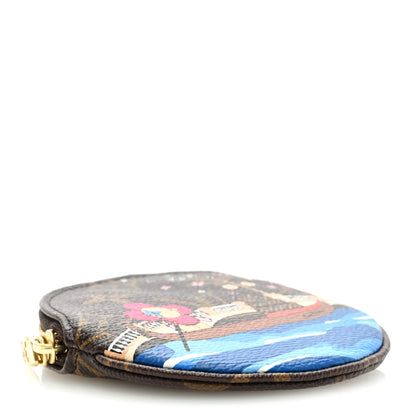 Louis Vuitton Monogram 2019 Christmas Animation Round Coin Purse Blue 4 of 6