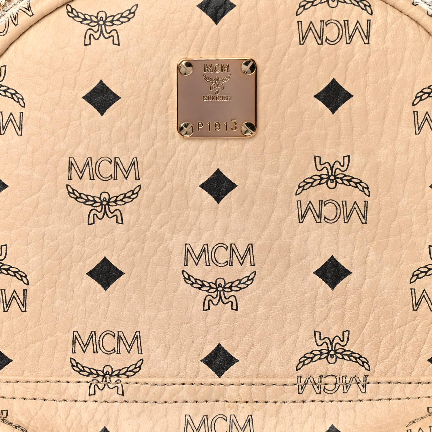 MCM Visetos Side Stud Stark Backpack Beige 8 of 10