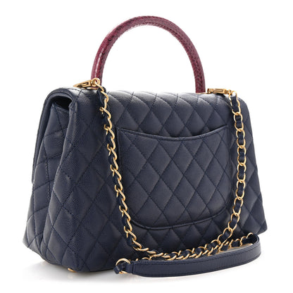 Chanel Caviar Elaphe Quilted Small Coco Handle Flap Navy 3 of 10