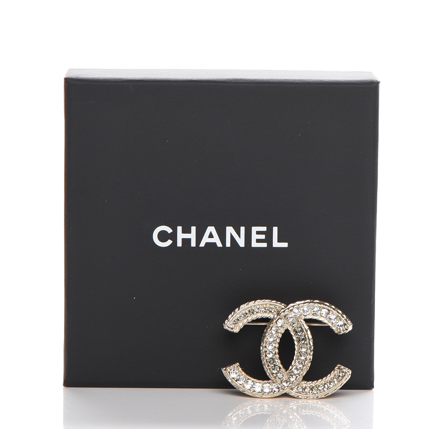 Chanel Crystal CC Brooch Light Gold 5 of 5