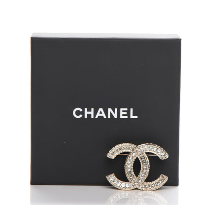 Chanel Crystal CC Brooch Light Gold 5 of 5