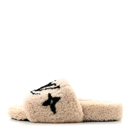 Louis Vuitton Shearling Bom Dia Flate Mules 38 Beige 1 of 9