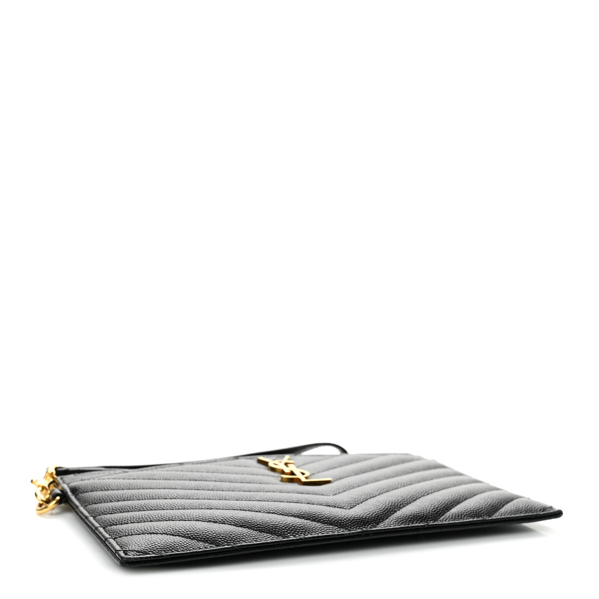 Grain De Poudre Chevron Monogram Large Bill Pouch Black