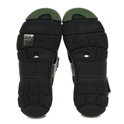 Gucci Mesh Fabric Tinsel Sport Sandals 35 Black Silver Green 5 of 8