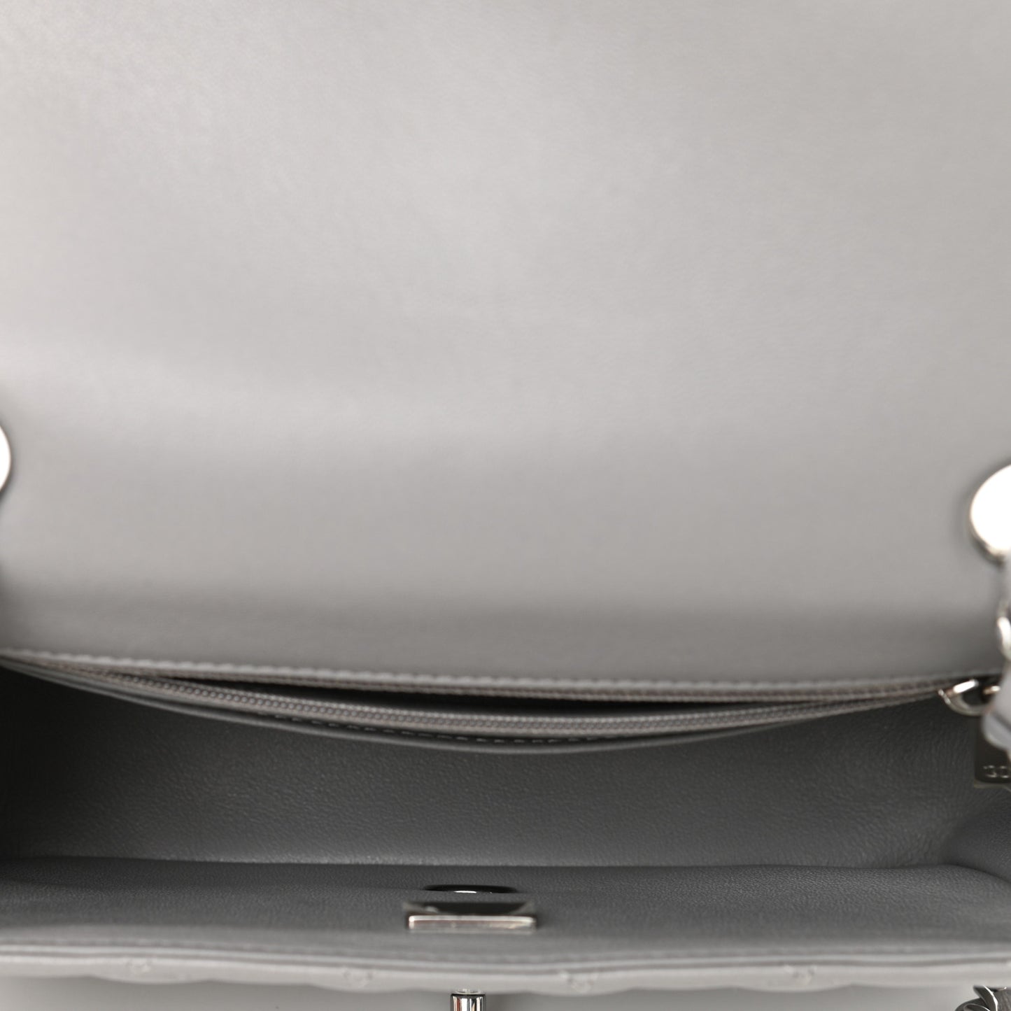 Lambskin Quilted Mini Rectangular Flap Grey