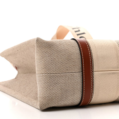 Chloe Cotton Calfskin Medium Woody Ribbon Tote White Brown 8 of 12