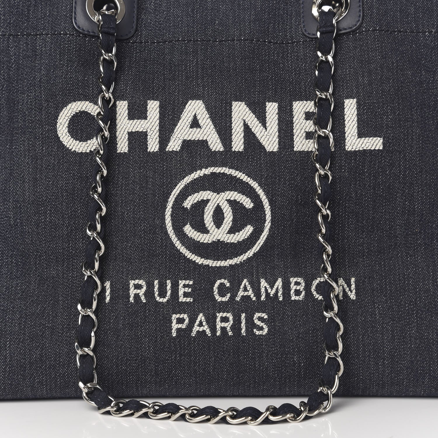 Chanel Denim Medium Deauville Tote Dark Blue 11 of 11