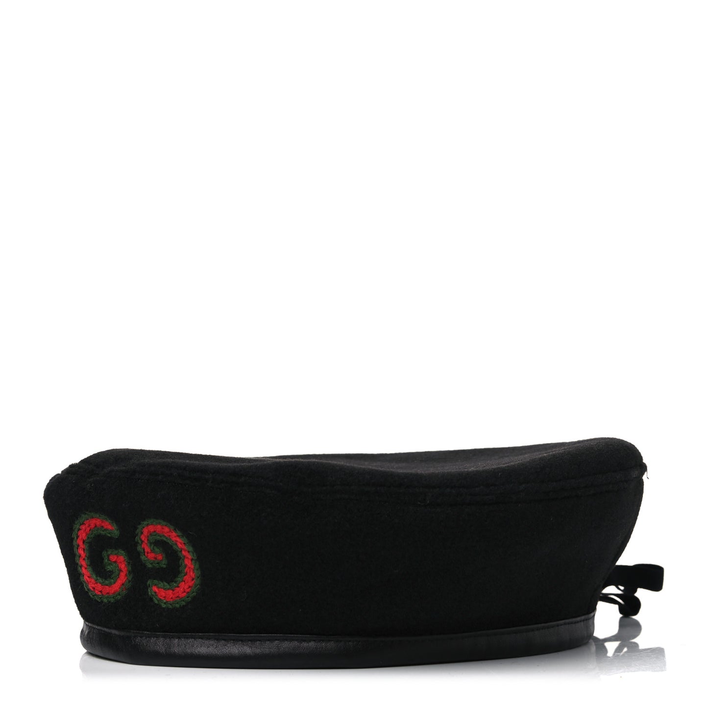 Felt Embroidered GG Patch Beret Hat Black