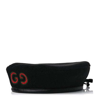 Gucci Felt Embroidered GG Patch Beret Hat Black 1 of 6