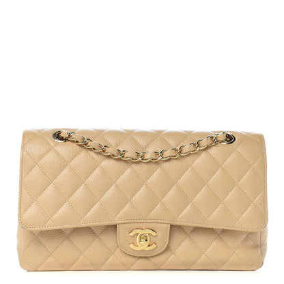 Chanel Caviar Quilted Medium Double Flap Beige 1 of 12