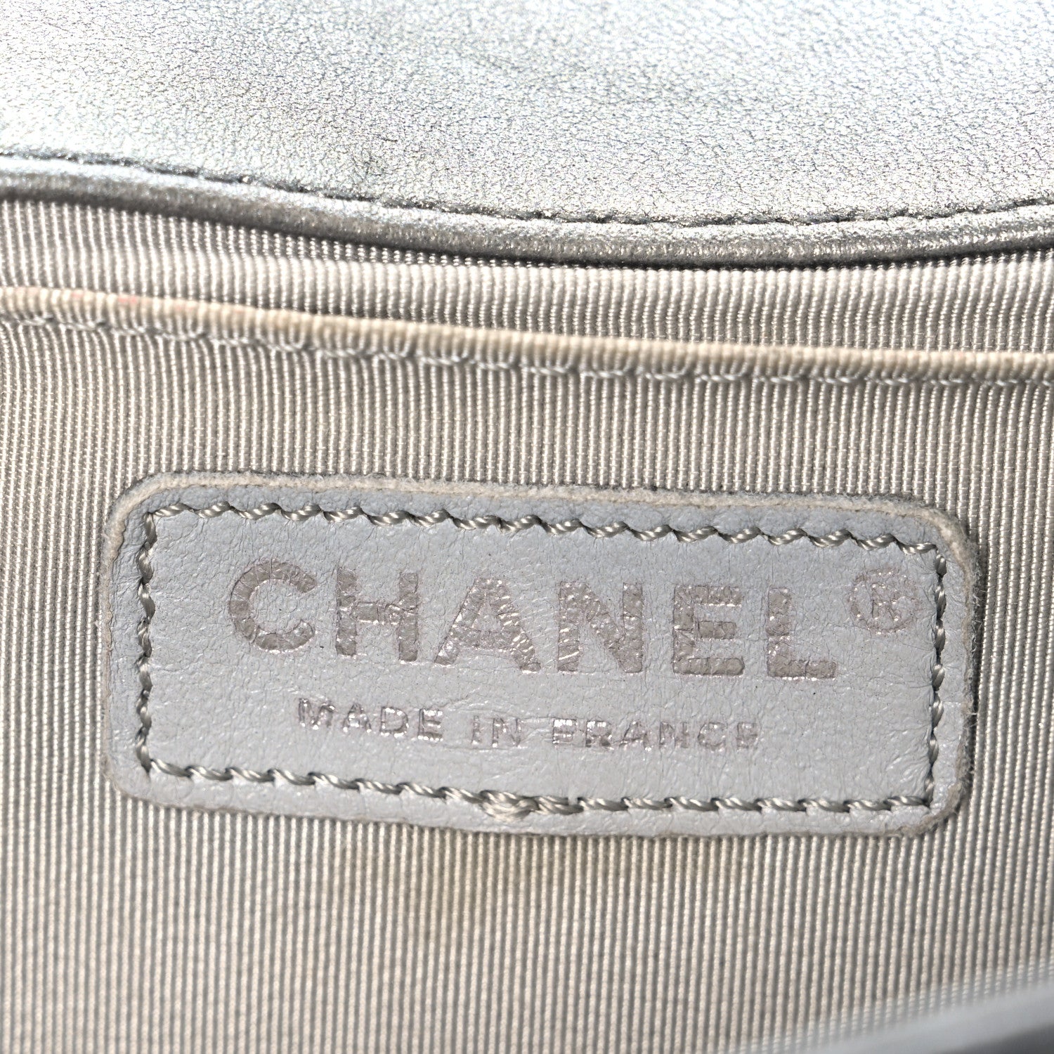 Chanel Metallic Lambskin Glass Pearl Embroidered Medium Boy Flap  Silver 6 of 10