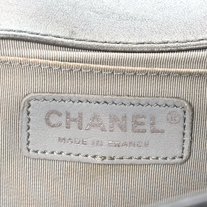 Chanel Metallic Lambskin Glass Pearl Embroidered Medium Boy Flap  Silver 6 of 10