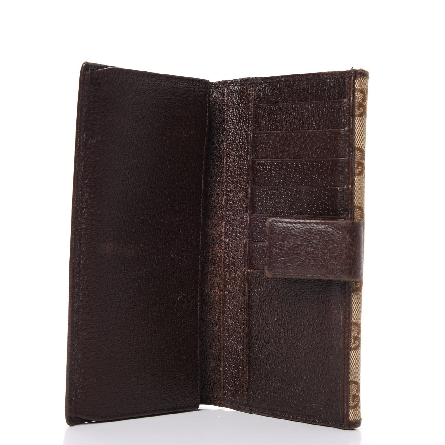 Gucci Monogram Metal Bar Continental Flap Wallet Beige Ebony Dark Brown 5 of 18