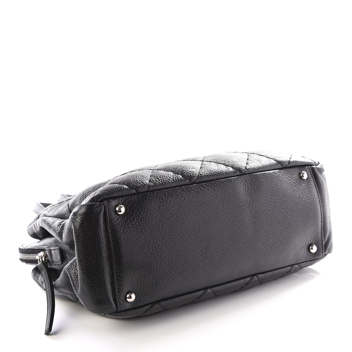 Glazed Calfskin On the Road Zip Tote Black