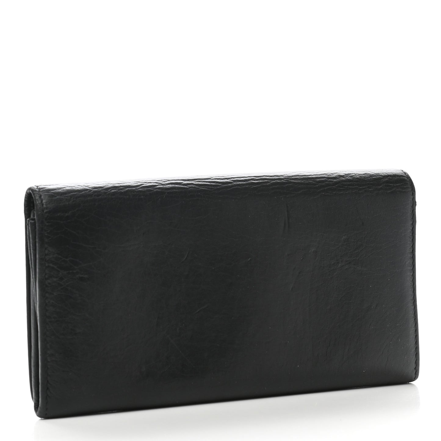 Agneau Giant 12 Silver Hardware Money Wallet Black