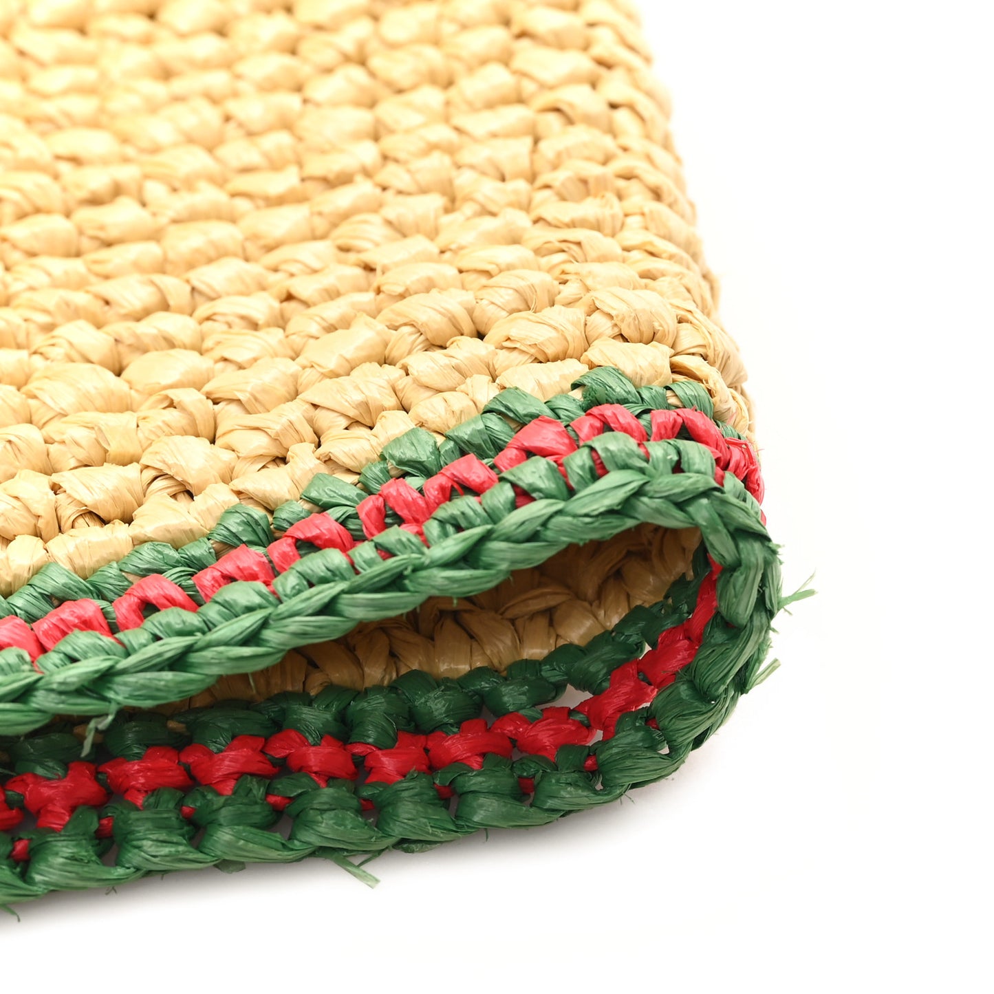 Raffia Woven Web Logo Medium Tote Bag Natural Brown