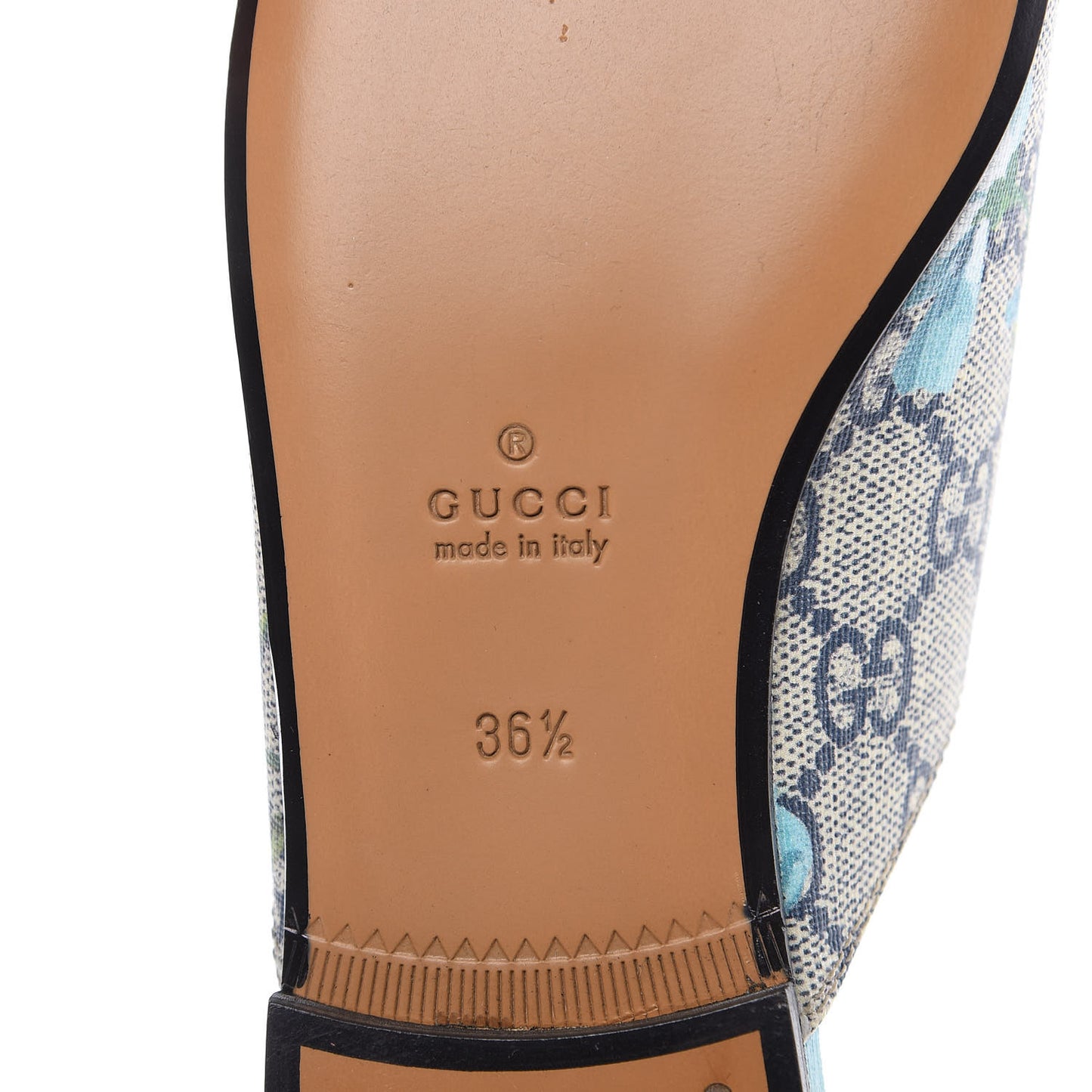 GG Supreme Monogram Blooms Womens Princetown Slippers 36.5 Beige Blue Navy Hibiscus Red