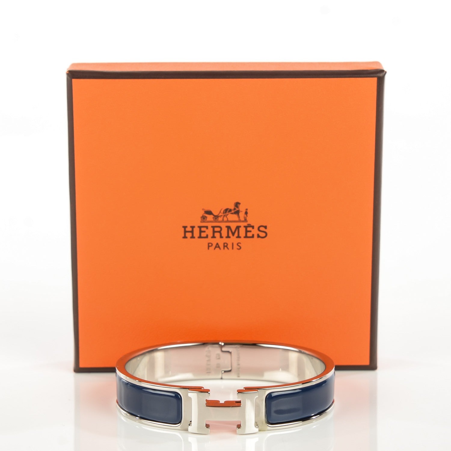 Hermes Narrow Enamel Clic Clac H Bracelet Indigo Bleu 4 of 6