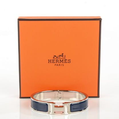 Hermes Narrow Enamel Clic Clac H Bracelet Indigo Bleu 4 of 6