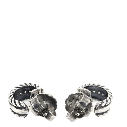 David Yurman Sterling Silver Diamond 12mm Cable Hoop Earrings 3 of 4