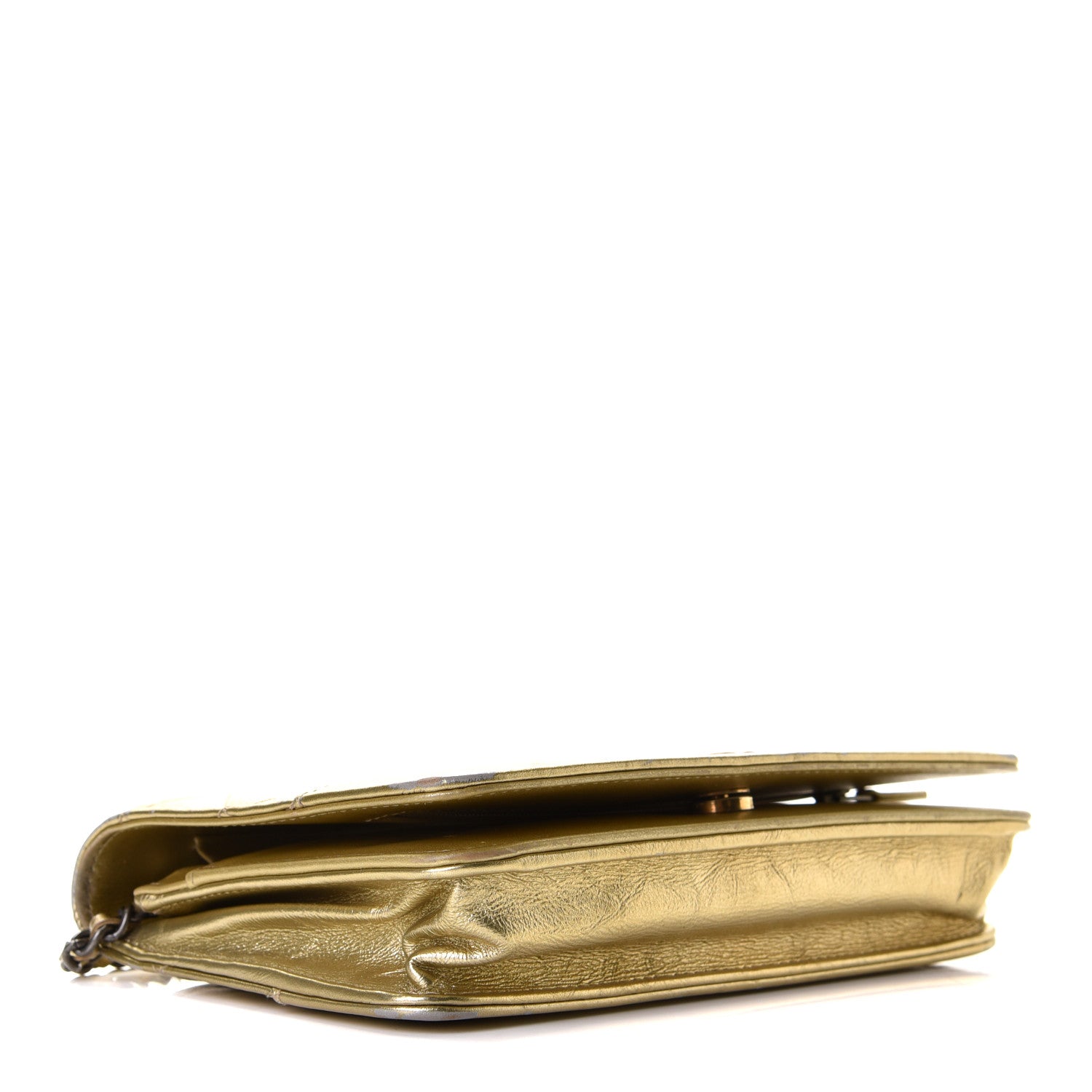 Chanel Metallic Aged Calfskin Quilted Gabrielle Wallet On Chain WOC Gold 7 of 11
